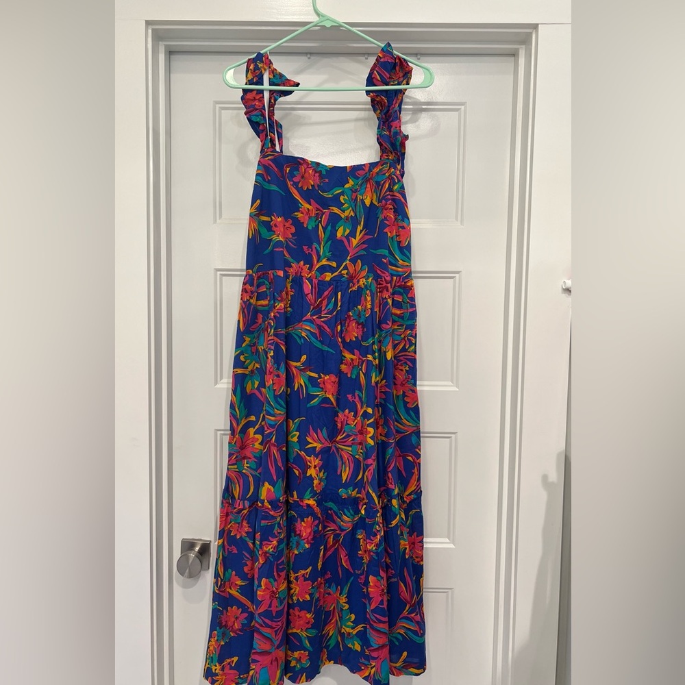 J Crew Women’s Square Neck Blue Cotton Dress